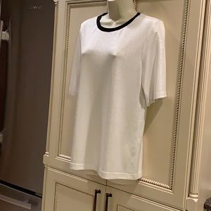 Topshop Black & White Shimmer 3/4 Slv Top US 4